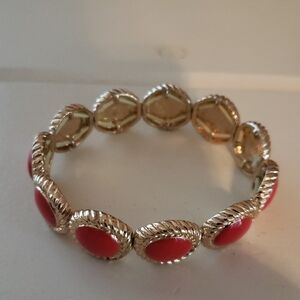 Gold and Red Vintage-Inspired Bracelet